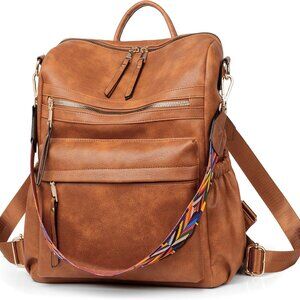 Leather Women's Backpack Purse Travel Daypack for Women Multi-Pocket Organizer
